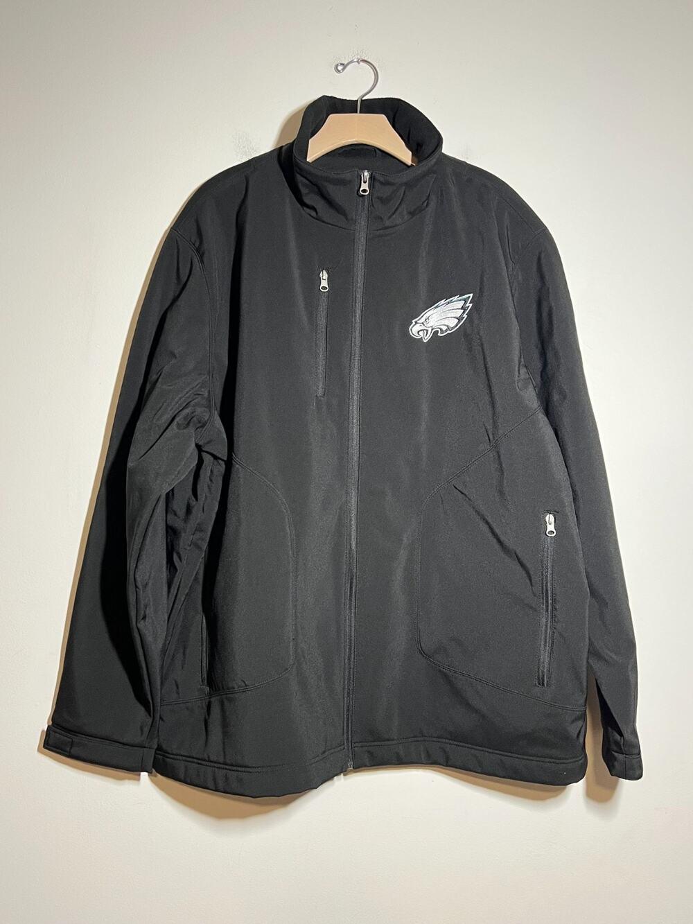 Philadelphia Eagles NFL NWT Black Softshell Lined Full Zip Jacket Eagle XXL